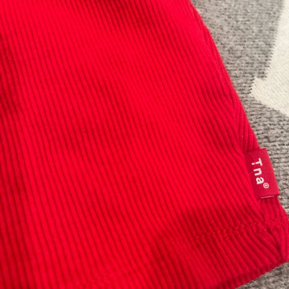 TNA Vibrant Red Ribbed Top - Picture 2 of 7
